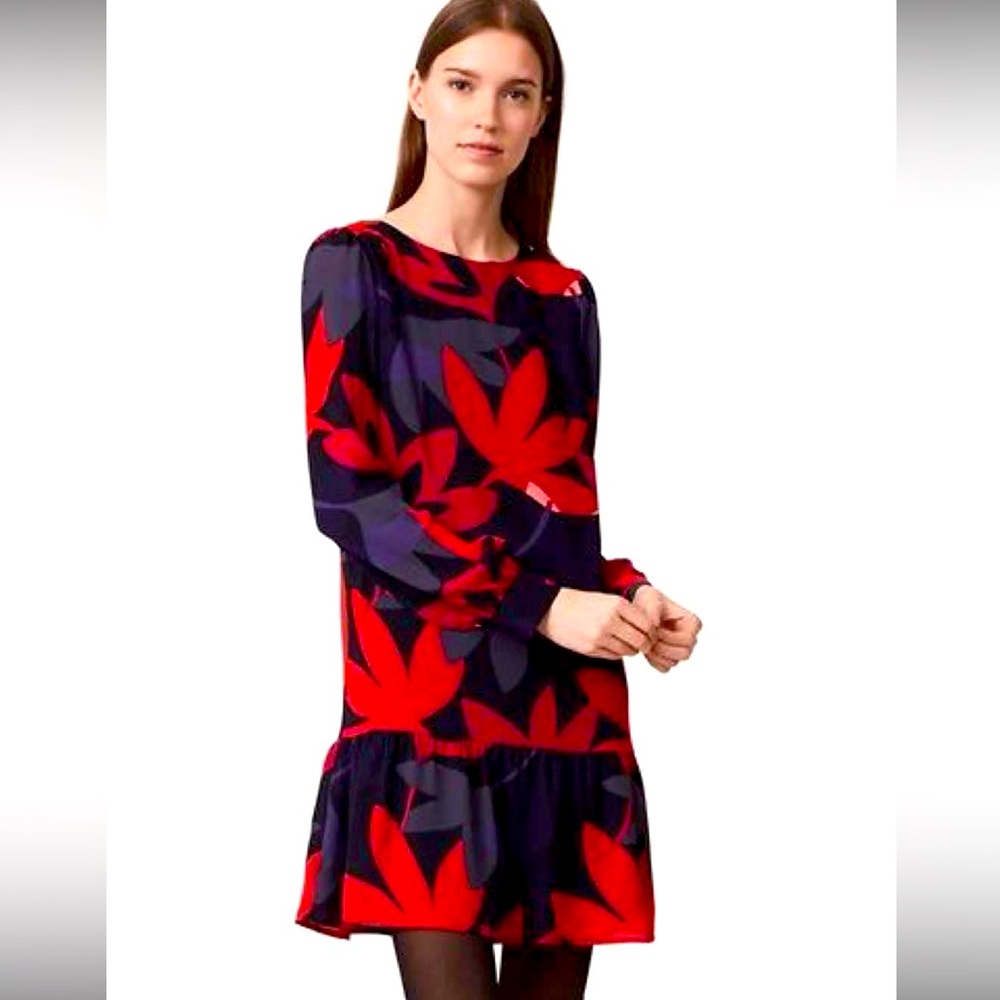Floral Red and Black Dress